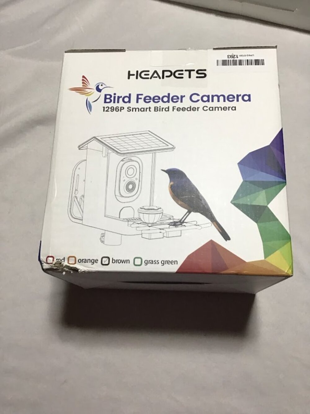 Heapets Smart Bird Feeder Camera 1296P HD Video AI Recognition Solar Powered